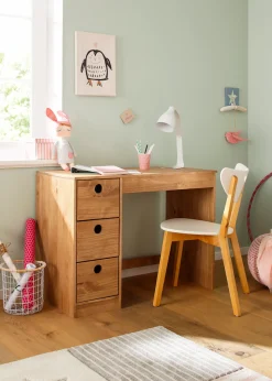 OTTO home Kinderschreibtisch »Alpi« Kiefernholz, Wangengestell, mit 3 Schubkästen, Tischbreite 100 cm