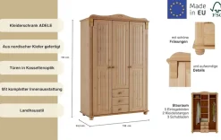 OTTO home Kleiderschrank »Adele« aus massiver Kiefer, Landhausstil