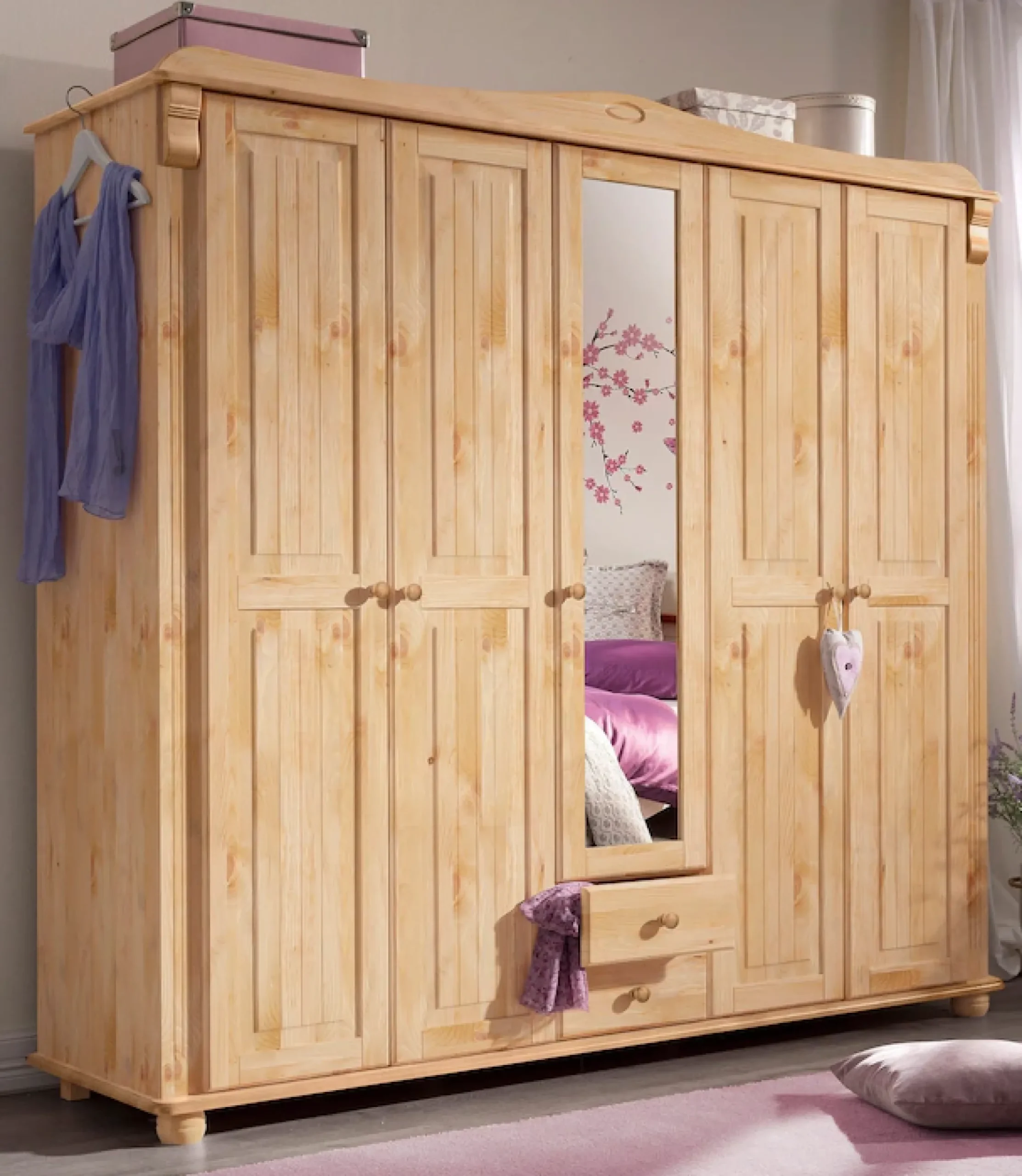 OTTO home Kleiderschrank »Adele« Massive Kiefer,Spiegel; Landhausstil