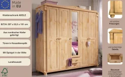 OTTO home Kleiderschrank »Adele« Massive Kiefer,Spiegel; Landhausstil