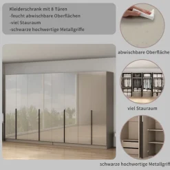 OTTO home Kleiderschrank »Annor Schlafzimmerschrank Breite 323 cm hochglanz Schrank Garderobe« Drehtürenschrank mit perfekter Innenausstattung - elegante Türgriffe