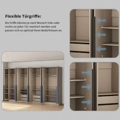 OTTO home Kleiderschrank »Annor Schlafzimmerschrank Breite 323 cm hochglanz Schrank Garderobe« Drehtürenschrank mit perfekter Innenausstattung - elegante Türgriffe