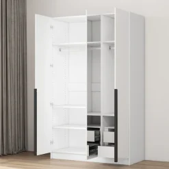 OTTO home Kleiderschrank »Annor Schlafzimmerschrank Breite 122cm hochglanz Schrank Garderobe« Drehtürenschrank mit perfekter Innenausstattung - elegante Türgriffe