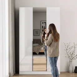 OTTO home Kleiderschrank »Annor Schlafzimmerschrank Breite 122cm hochglanz Schrank Garderobe« Drehtürenschrank mit perfekter Innenausstattung - elegante Türgriffe