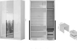 OTTO home Kleiderschrank »Annor Schlafzimmerschrank Breite 122cm hochglanz Schrank Garderobe« Drehtürenschrank mit perfekter Innenausstattung - elegante Türgriffe