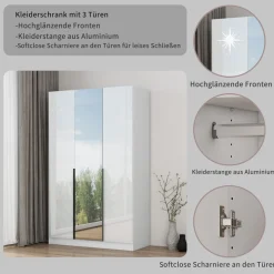 OTTO home Kleiderschrank »Annor Schlafzimmerschrank Breite 122cm hochglanz Schrank Garderobe« Drehtürenschrank mit perfekter Innenausstattung - elegante Türgriffe