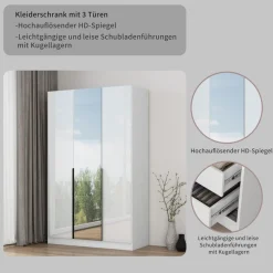 OTTO home Kleiderschrank »Annor Schlafzimmerschrank Breite 122cm hochglanz Schrank Garderobe« Drehtürenschrank mit perfekter Innenausstattung - elegante Türgriffe