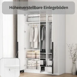 OTTO home Kleiderschrank »Annor Schlafzimmerschrank Breite 122cm hochglanz Schrank Garderobe« Drehtürenschrank mit perfekter Innenausstattung - elegante Türgriffe