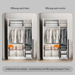 OTTO home Kleiderschrank »Annor Schlafzimmerschrank Breite 122cm hochglanz Schrank Garderobe« Drehtürenschrank mit perfekter Innenausstattung - elegante Türgriffe