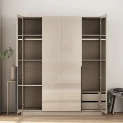 OTTO home Kleiderschrank »Annor Schlafzimmerschrank Breite 162cm hochglanz Schrank Garderobe« Drehtürenschrank mit perfekter Innenausstattung - elegante Türgriffe