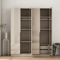 OTTO home Kleiderschrank »Annor Schlafzimmerschrank Breite 162cm hochglanz Schrank Garderobe« Drehtürenschrank mit perfekter Innenausstattung - elegante Türgriffe