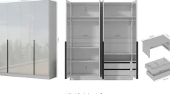 OTTO home Kleiderschrank »Annor Schlafzimmerschrank Breite 162cm hochglanz Schrank Garderobe« Drehtürenschrank mit perfekter Innenausstattung - elegante Türgriffe