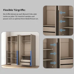 OTTO home Kleiderschrank »Annor Schlafzimmerschrank Breite 162cm hochglanz Schrank Garderobe« Drehtürenschrank mit perfekter Innenausstattung - elegante Türgriffe