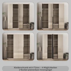 OTTO home Kleiderschrank »Annor Schlafzimmerschrank Breite 162cm hochglanz Schrank Garderobe« Drehtürenschrank mit perfekter Innenausstattung - elegante Türgriffe