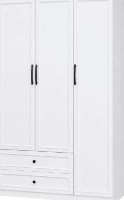 OTTO home Kleiderschrank »Arrian 120 cm Weiß | 3-türiger Drehtürenschrank im Landhausstil« Zeitloses Landhausdesign trifft auf durchdachte Stauraumlösungen