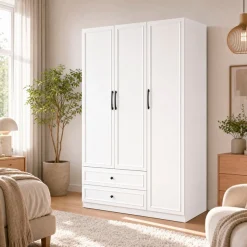 OTTO home Kleiderschrank »Arrian 120 cm Weiß | 3-türiger Drehtürenschrank im Landhausstil« Zeitloses Landhausdesign trifft auf durchdachte Stauraumlösungen