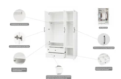 OTTO home Kleiderschrank »Arrian 120 cm Weiß | 3-türiger Drehtürenschrank im Landhausstil« Zeitloses Landhausdesign trifft auf durchdachte Stauraumlösungen