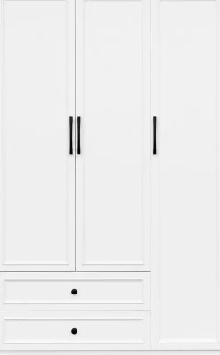 OTTO home Kleiderschrank »Arrian 120 cm Weiß | 3-türiger Drehtürenschrank im Landhausstil« Zeitloses Landhausdesign trifft auf durchdachte Stauraumlösungen