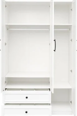 OTTO home Kleiderschrank »Arrian 120 cm Weiß | 3-türiger Drehtürenschrank im Landhausstil« Zeitloses Landhausdesign trifft auf durchdachte Stauraumlösungen