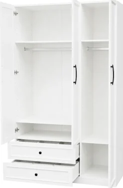 OTTO home Kleiderschrank »Arrian 120 cm Weiß | 3-türiger Drehtürenschrank im Landhausstil« Zeitloses Landhausdesign trifft auf durchdachte Stauraumlösungen