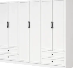 OTTO home Kleiderschrank »Arrian 240 cm Weiß | 6-türiger Drehtürenschrank im Landhausstil« XXL STAURAUM FÜR IHR ZUHAUSE