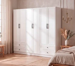 OTTO home Kleiderschrank »Arrian 240 cm Weiß | 6-türiger Drehtürenschrank im Landhausstil« XXL STAURAUM FÜR IHR ZUHAUSE