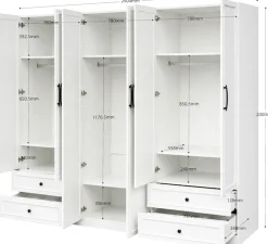 OTTO home Kleiderschrank »Arrian 240 cm Weiß | 6-türiger Drehtürenschrank im Landhausstil« XXL STAURAUM FÜR IHR ZUHAUSE