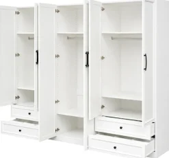 OTTO home Kleiderschrank »Arrian 240 cm Weiß | 6-türiger Drehtürenschrank im Landhausstil« XXL STAURAUM FÜR IHR ZUHAUSE