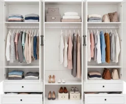 OTTO home Kleiderschrank »Arrian 240 cm Weiß | 6-türiger Drehtürenschrank im Landhausstil« XXL STAURAUM FÜR IHR ZUHAUSE