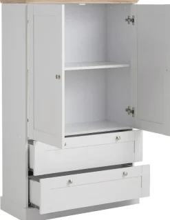 OTTO home Kleiderschrank »Binz, Wäscheschrank, Mehrzweckschrank, skandinavischer Landhausstil« B/H/T ca. 84/130/35 cm,viele Stauraummöglichkeiten, Metallgriffe, Türen mit Rahmen/ Kassetten