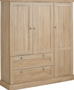 OTTO home Kleiderschrank »Binz, Wäscheschrank, Mehrzweckschrank, skandinavischer Landhausstil« B/H/T ca. 122/130/35 cm,viele Stauraummöglichkeiten, Metallgriffe, Türen mit Rahmen/ Kassetten