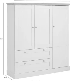 OTTO home Kleiderschrank »Binz, Wäscheschrank, Mehrzweckschrank, skandinavischer Landhausstil« B/H/T ca. 122/130/35 cm,viele Stauraummöglichkeiten, Metallgriffe, Türen mit Rahmen/ Kassetten