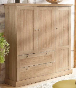 OTTO home Kleiderschrank »Binz, Wäscheschrank, Mehrzweckschrank, skandinavischer Landhausstil« B/H/T ca. 122/130/35 cm,viele Stauraummöglichkeiten, Metallgriffe, Türen mit Rahmen/ Kassetten