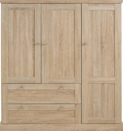 OTTO home Kleiderschrank »Binz, Wäscheschrank, Mehrzweckschrank, skandinavischer Landhausstil« B/H/T ca. 122/130/35 cm,viele Stauraummöglichkeiten, Metallgriffe, Türen mit Rahmen/ Kassetten