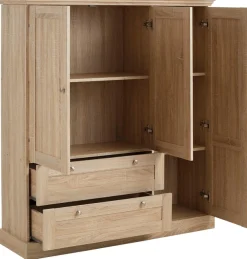 OTTO home Kleiderschrank »Binz, Wäscheschrank, Mehrzweckschrank, skandinavischer Landhausstil« B/H/T ca. 122/130/35 cm,viele Stauraummöglichkeiten, Metallgriffe, Türen mit Rahmen/ Kassetten