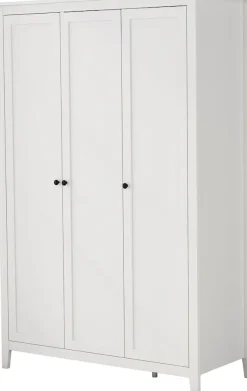 OTTO home Kleiderschrank »Borkum Schlafzimmerschrank Garderobe Landhaus, weiß« hochwertige schwarze Griffe aus Metall,Schlafzimmerschrank mit 6 Böden und Kleiderstange, 3 Türen