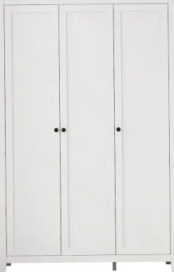 OTTO home Kleiderschrank »Borkum Schlafzimmerschrank Garderobe Landhaus, weiß« hochwertige schwarze Griffe aus Metall,Schlafzimmerschrank mit 6 Böden und Kleiderstange, 3 Türen