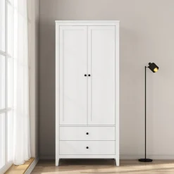 OTTO home Kleiderschrank »Borkum Sideboard Anrichte mit 6 Schubladen Landhaus weiß« hochwertige schwarze Griffe aus Metall,Schlafzimmerschrank mit 2 Türen und 2 Schubladen