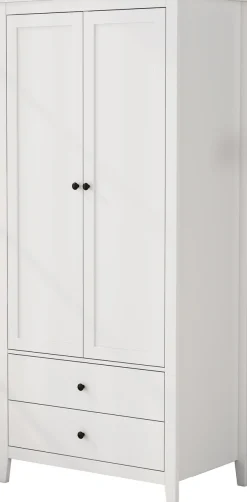 OTTO home Kleiderschrank »Borkum Sideboard Anrichte mit 6 Schubladen Landhaus weiß« hochwertige schwarze Griffe aus Metall,Schlafzimmerschrank mit 2 Türen und 2 Schubladen