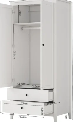 OTTO home Kleiderschrank »Borkum Sideboard Anrichte mit 6 Schubladen Landhaus weiß« hochwertige schwarze Griffe aus Metall,Schlafzimmerschrank mit 2 Türen und 2 Schubladen