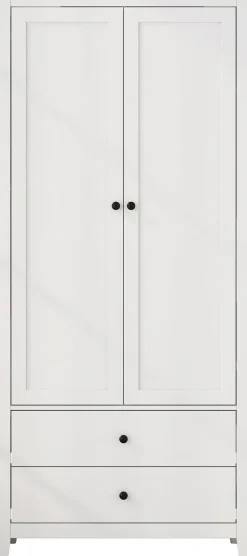 OTTO home Kleiderschrank »Borkum Sideboard Anrichte mit 6 Schubladen Landhaus weiß« hochwertige schwarze Griffe aus Metall,Schlafzimmerschrank mit 2 Türen und 2 Schubladen