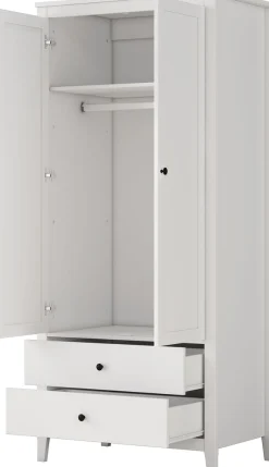 OTTO home Kleiderschrank »Borkum Sideboard Anrichte mit 6 Schubladen Landhaus weiß« hochwertige schwarze Griffe aus Metall,Schlafzimmerschrank mit 2 Türen und 2 Schubladen