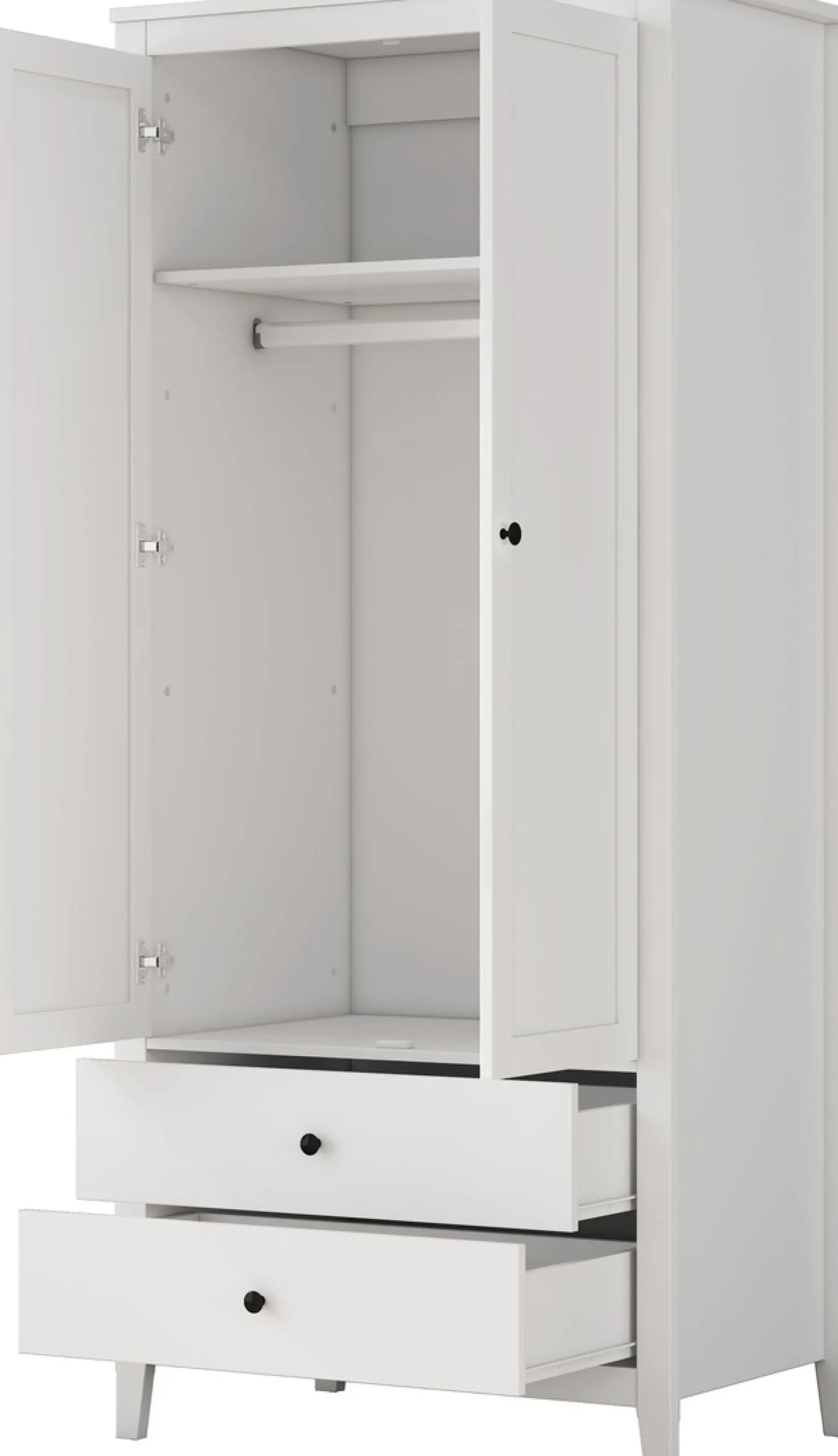 OTTO home Kleiderschrank »Borkum Sideboard Anrichte mit 6 Schubladen Landhaus weiß« hochwertige schwarze Griffe aus Metall,Schlafzimmerschrank mit 2 Türen und 2 Schubladen