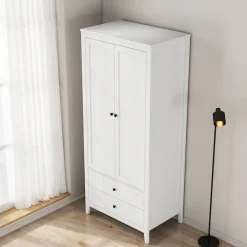 OTTO home Kleiderschrank »Borkum Sideboard Anrichte mit 6 Schubladen Landhaus weiß« hochwertige schwarze Griffe aus Metall,Schlafzimmerschrank mit 2 Türen und 2 Schubladen