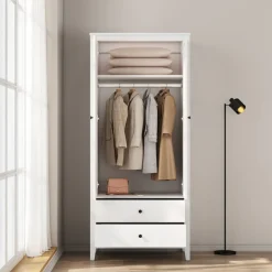 OTTO home Kleiderschrank »Borkum Sideboard Anrichte mit 6 Schubladen Landhaus weiß« hochwertige schwarze Griffe aus Metall,Schlafzimmerschrank mit 2 Türen und 2 Schubladen