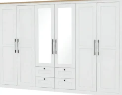 OTTO home Kleiderschrank »Büsum Schlafzimmer Schrank mit 6 Türen und Spiegel« Schlafzimmerschrank Landhaus Design Garderobe Schrank Bestseller