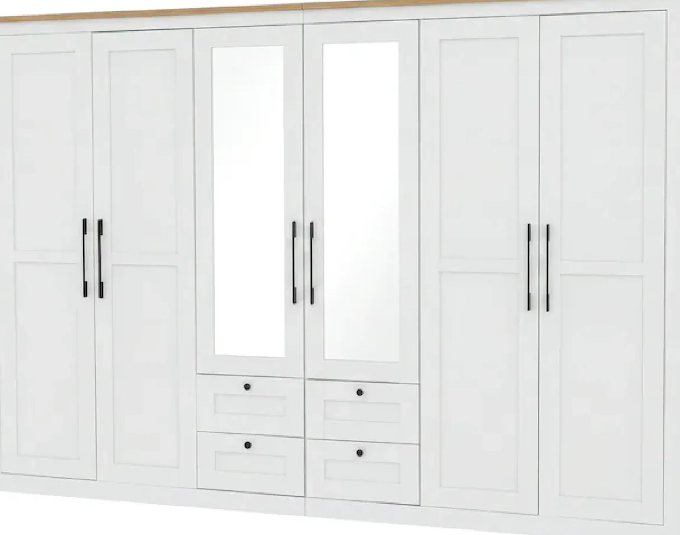 OTTO home Kleiderschrank »Büsum Schlafzimmer Schrank mit 6 Türen und Spiegel« Schlafzimmerschrank Landhaus Design Garderobe Schrank Bestseller