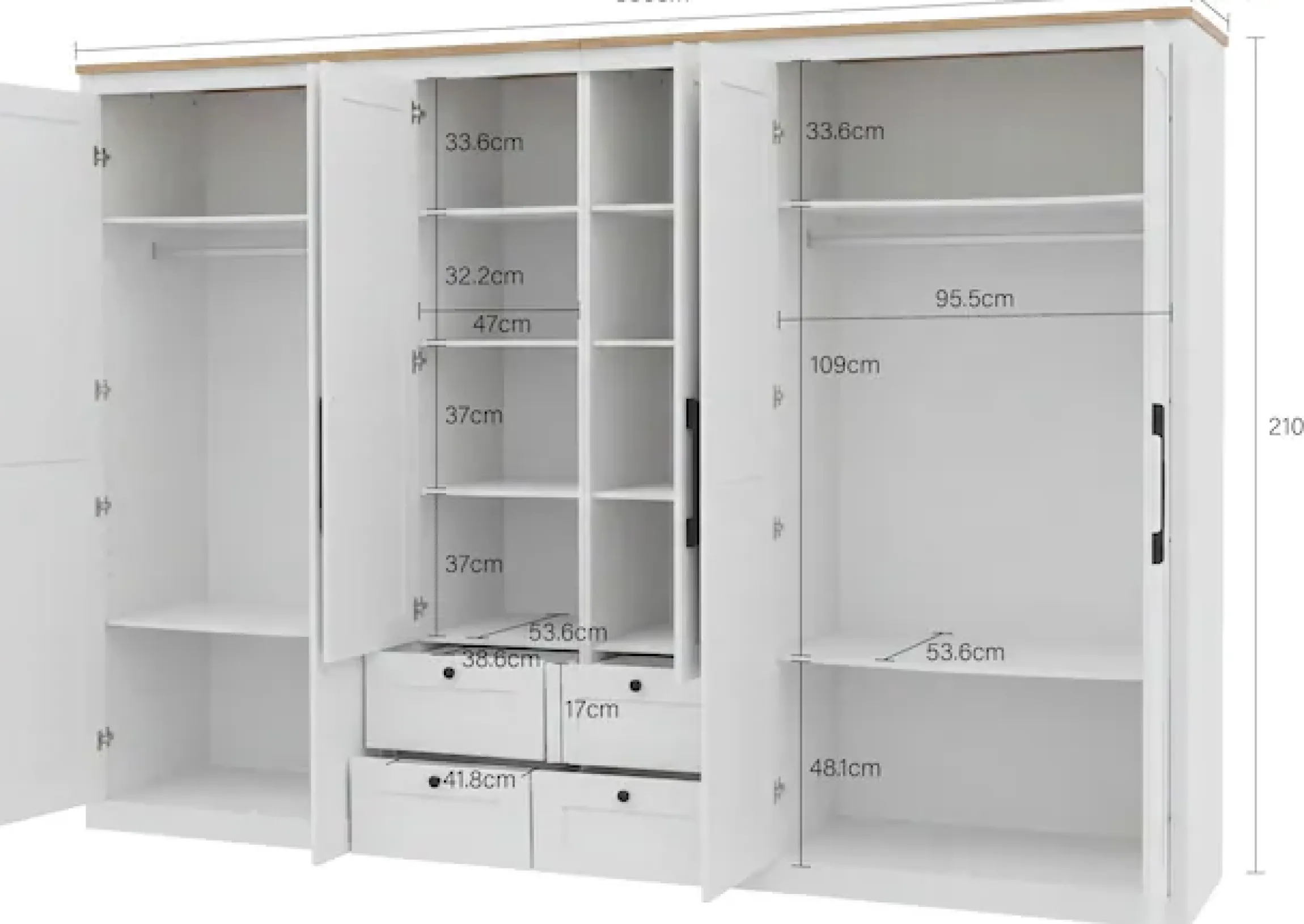 OTTO home Kleiderschrank »Büsum Schlafzimmer Schrank mit 6 Türen und Spiegel« Schlafzimmerschrank Landhaus Design Garderobe Schrank Bestseller
