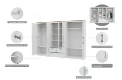 OTTO home Kleiderschrank »Büsum Schlafzimmer Schrank mit 6 Türen und Spiegel« Schlafzimmerschrank Landhaus Design Garderobe Schrank Bestseller