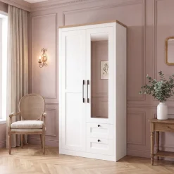 OTTO home Kleiderschrank »Büsum Schlafzimmer Schrank mit 2 Türen und Spiegel« Schlafzimmerschrank Landhaus Design Garderobe Schrank Bestseller
